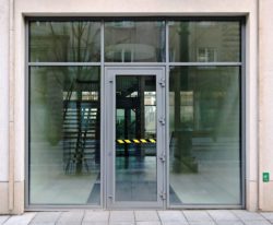 glass door to office building